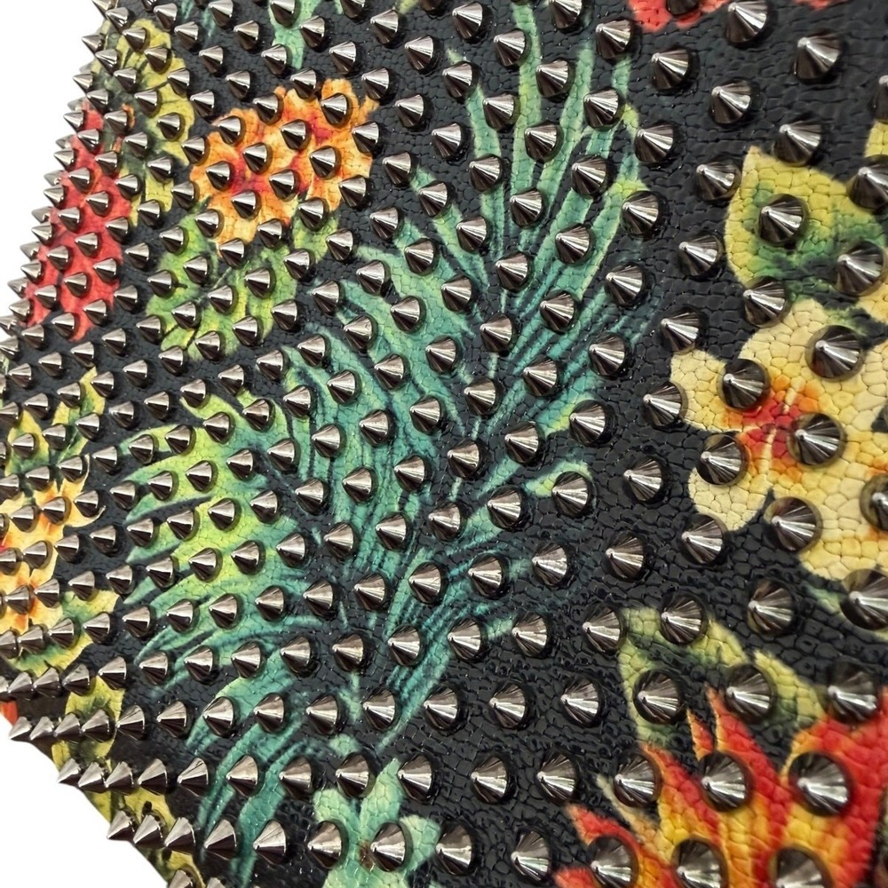 Christian Louboutin Hawaii Spiked Leather Crossbody Shoulder Bag Tropical Floral - Picture 8 of 16